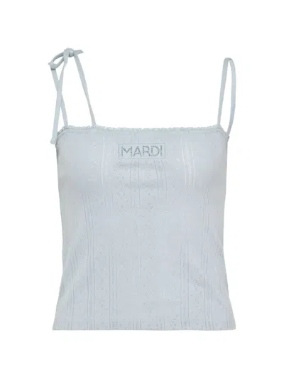 Mardi Mercredi Eyelet Ribbon-detail Sleeveless Top In Blue