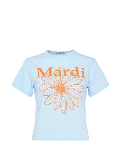 Mardi Mercredi Flower Slim Slub T-shirt In Blue