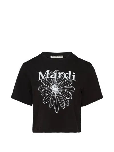 Mardi Mercredi Flowermardi Cropped T-shirt In Black