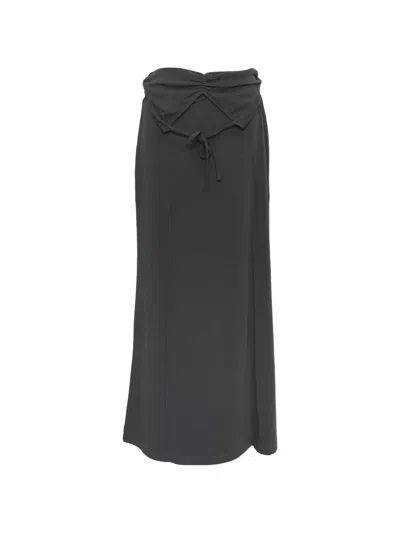 Mardi Mercredi Foldover-waist Ruched Maxi Skirt In Gray