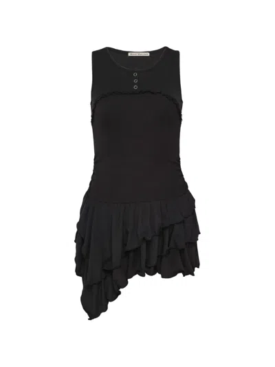 Mardi Mercredi Layered Ruffled Mini Dress In Black