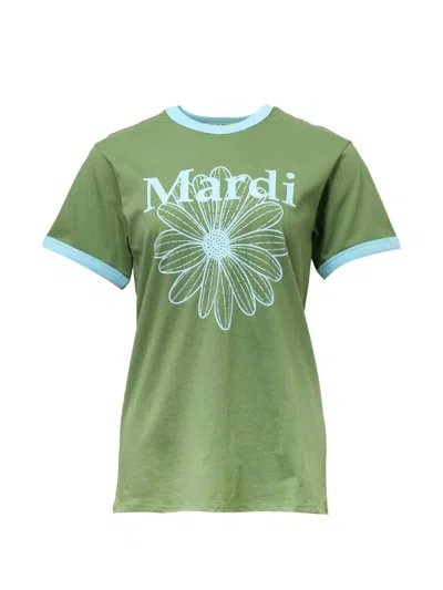 Mardi Mercredi Les Petites Flower Ringer T-shirt In Green