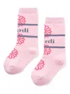 Mardi Mercredi Les Petites Flower Stripe Socks In Pink