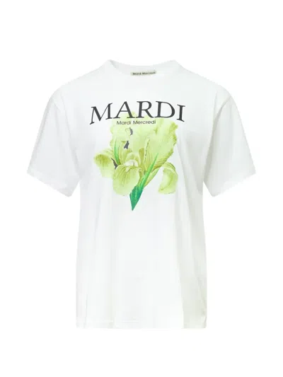 Mardi Mercredi Les Petites Lilies-print T-shirt In White