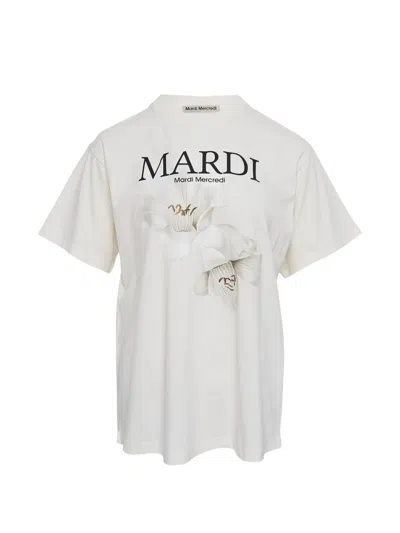 Mardi Mercredi Les Petites Lilies T-shirt In White