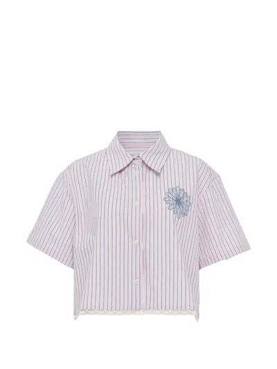 Mardi Mercredi Les Petites Striped Cotton Shirt In Pink