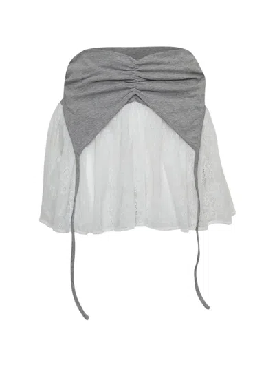 Mardi Mercredi Logo-detail Lace Mini Skirt In White