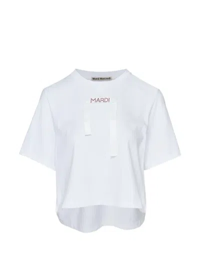 Mardi Mercredi Logo-tape Cropped T-shirt In White