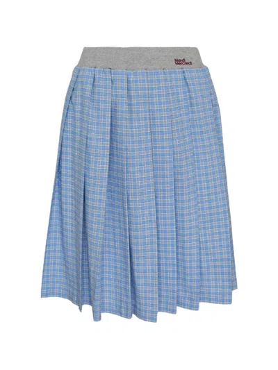 Mardi Mercredi Pleated Midi Skirt In Blue