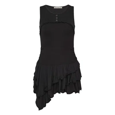 Mardi Mercredi Sleeveless Layered Ruffle Mini Dress In Black