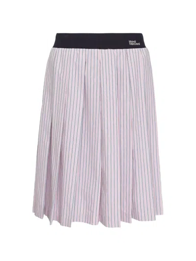 Mardi Mercredi Striped-pattern Pleated Midi Skirt In Pink