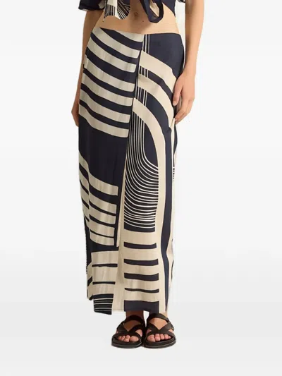 Mare Di Latte Long Jupe Pia Abstract-print Skirt In Blue