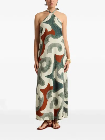 Mare Di Latte Maxi Katia Rodeo Halterneck Dress In Neutral