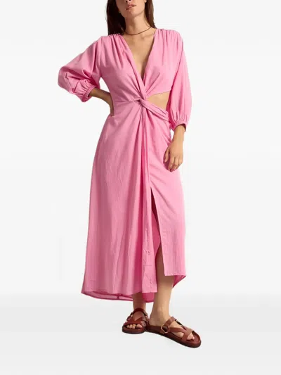 Mare Di Latte Midi Aurore Cutout Dress In Pink