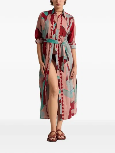 Mare Di Latte Midi Murando Abstract-print Shirt Dress In Pink