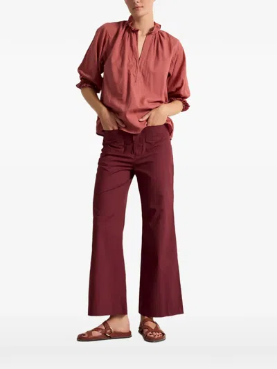 Mare Di Latte Sapho Ruffled-trim Blouse In Burgundy