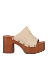 Mare E Mare Woman Mules & Clogs Beige Size 8 Leather In Neutral