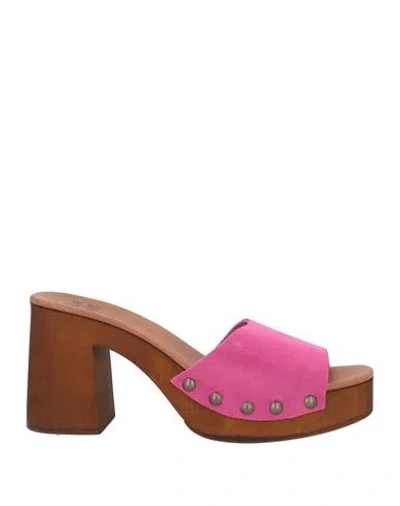 Mare E Mare Woman Mules & Clogs Fuchsia Size 11 Leather In Pink