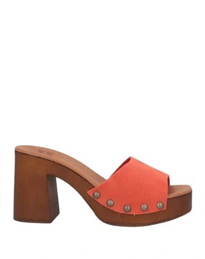 Mare E Mare Woman Mules & Clogs Orange Size 10 Leather In Brown