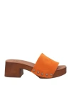 Mare E Mare Woman Mules & Clogs Orange Size 5 Leather In Orange