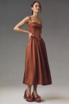 Mare Mare Amaya Corset Fit-and-flare Midi Dress In Brown