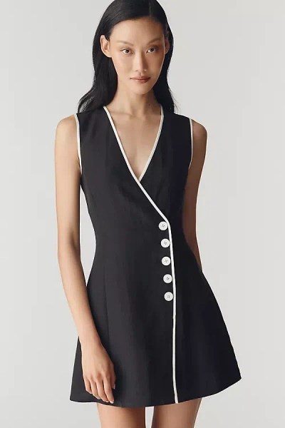 Mare Mare Asymmetric Button Mini Dress In Black