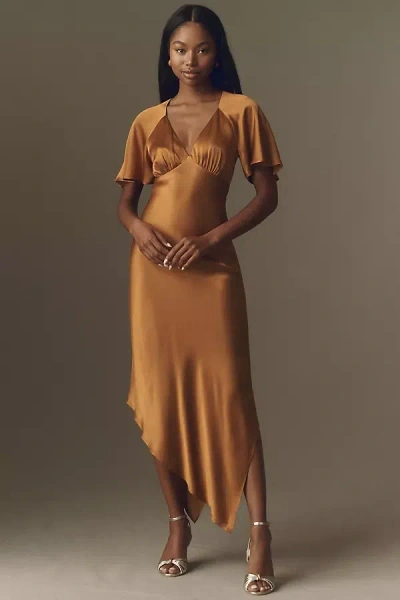Mare Mare Asymmetric Maxi Slip Dress In Brown