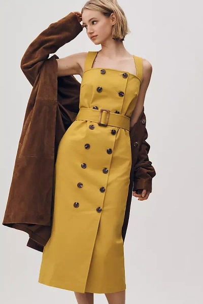 Mare Mare Belted Utility Midi Trench Dress In Yellow