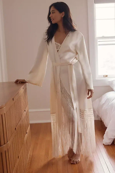 Mare Mare Boho Fringed Maxi Robe In Ivory