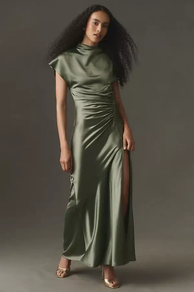 Mare Mare Cade Satin Maxi Dress By  In Green