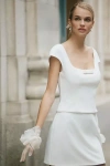 Mare Mare Cap-sleeve Top & Mini Skirt Set In White