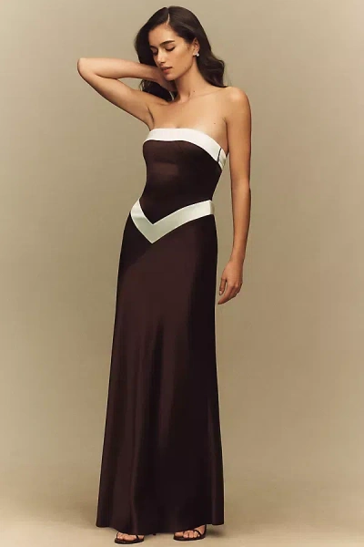 Mare Mare Colorblock Draped Maxi Dress In Brown