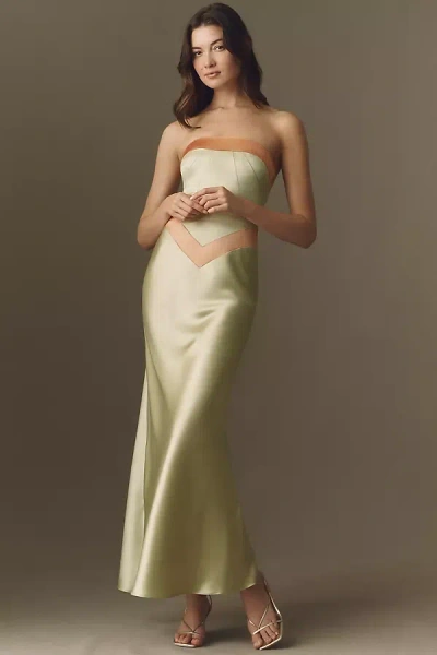 Mare Mare Colorblock Draped Maxi Dress In Green
