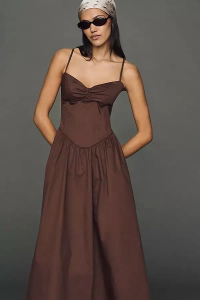 Mare Mare Cotton A-line Midi Dress In Brown