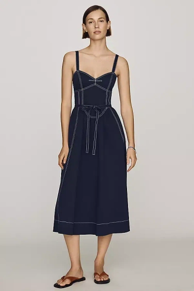 Mare Mare Cotton Seamed Midi Dress In Blue