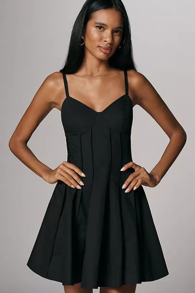 Mare Mare Cotton V-neck Corset Mini Dress In Black
