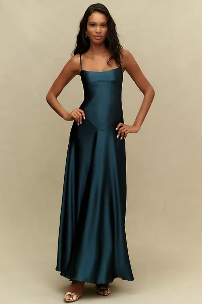 Mare Mare Emmy Satin Corset Maxi Dress In Blue