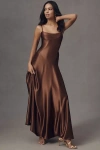 Mare Mare Emmy Satin Corset Maxi Dress In Brown