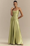 Mare Mare Emmy Satin Corset Maxi Dress In Green