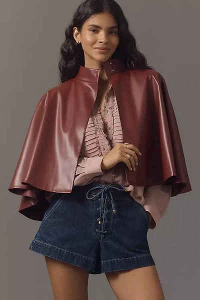 Mare Mare Faux-leather Cape Jacket In Red