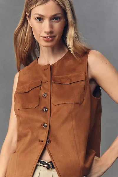 Mare Mare Faux-suede Cutaway Vest Top In Brown