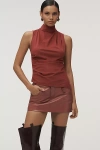 Mare Mare Faux-suede High-neck Tank Top In Brown