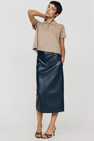 Mare Mare Faux-leather Midi Pencil Skirt In Blue