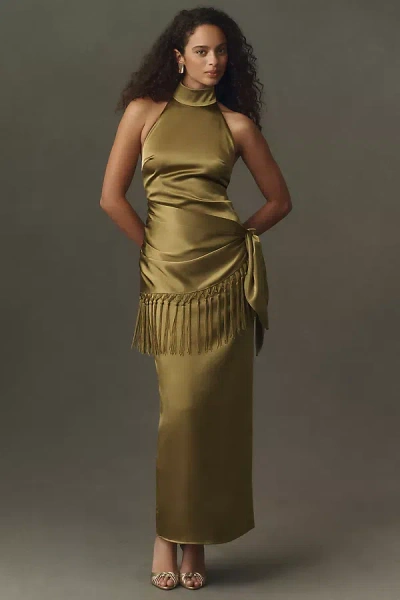 Mare Mare Fringe Sarong Dress In Green