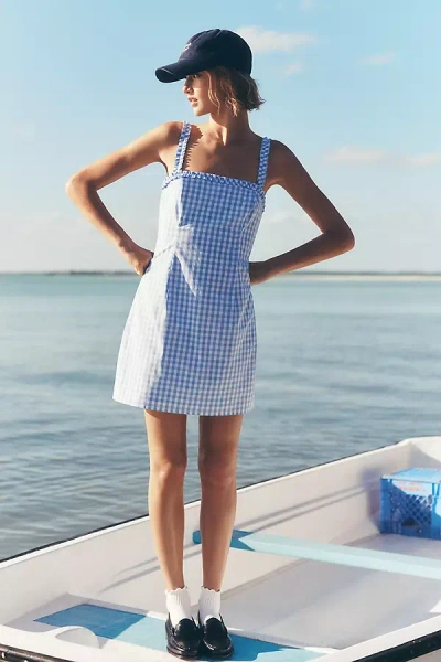 Mare Mare Gingham Square-neck Mini Dress In Blue