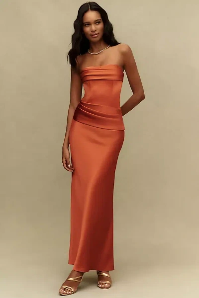 Mare Mare Isabella Strapless Ruched Corset Dress In Orange