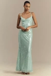 Mare Mare Kassidy Cowl-neck Sequin Maxi Dress In Mint