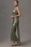 Mare Mare Kassidy Cowl-neck Stretch Sequin Maxi Dress In Green