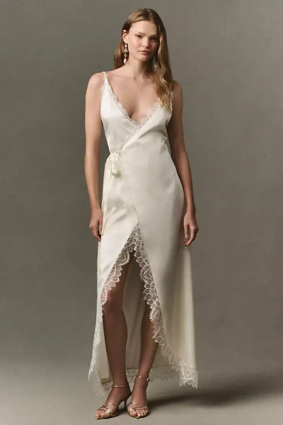 Mare Mare Lace Asymmetric Slip Maxi Dress In White