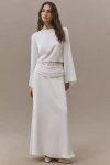 Mare Mare Lace Hip Mix Satin Midi Skirt In White